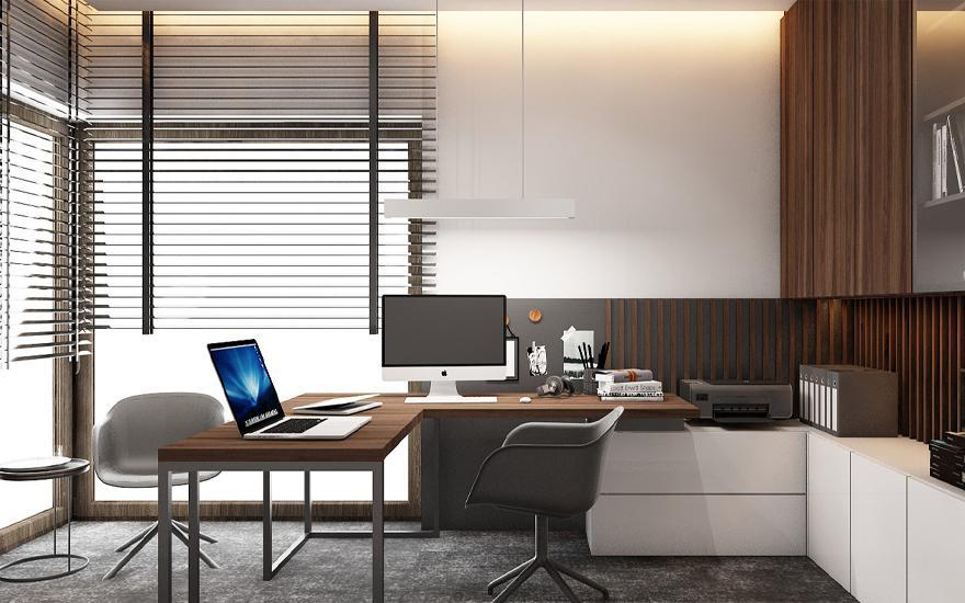 Pokój biurowy z komputerami na biurku